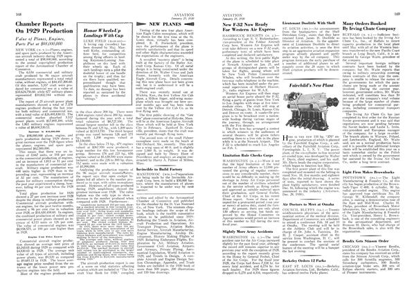 Invincible to Build Factory, Page: 168 - January 25, 1930 | Aviation Week