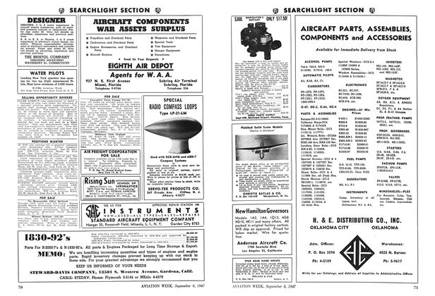 Searchlight Section, Page: 70 - SEPT. 8, 1947 | Aviation Week