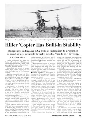 Hiller ’copter Has Built-in Stability, Page: 25 - DEC. 15, 1947 | Aviation Week