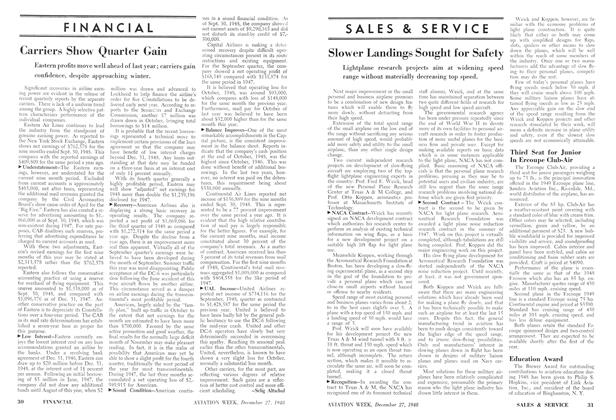 Slower Landings Sought for Safety, Page: 31 - DECEMBER 27, 1948 | Aviation Week