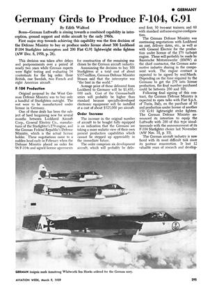Germany Girds to Produce F-104, G.91, Page: 295 - MARCH 9, 1959 | Aviation Week