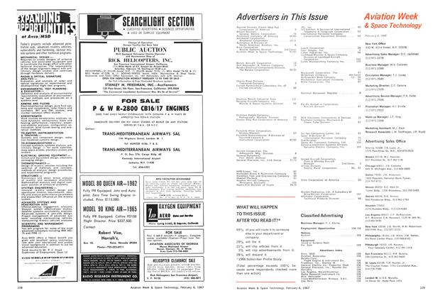 Advertisements, Page: 108 - February 6, 1967 | Aviation Week