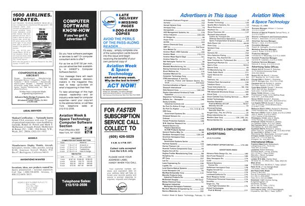 Advertisement, Page: 181 - February 13, 1984 | Aviation Week