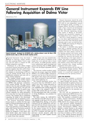 General Instrument Expands Ew Line Following Acquisition of Dalmo Victor, Page: 94 - SEPTEMBER 11, 1989 | Aviation Week