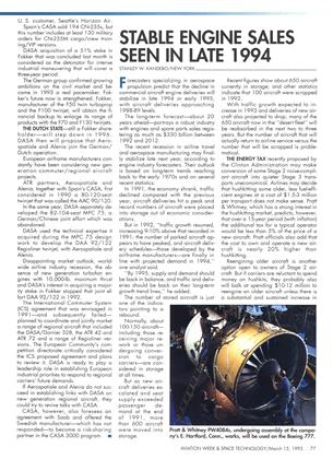 STABLE ENGINE SALES SEEN IN LATE 1994, Page: 77 - MARCH 15, 1993 | Aviation Week