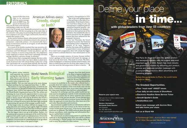 World Needs Biological Early Warning System, Page: 58 - APRIL 28, 2003 | Aviation Week