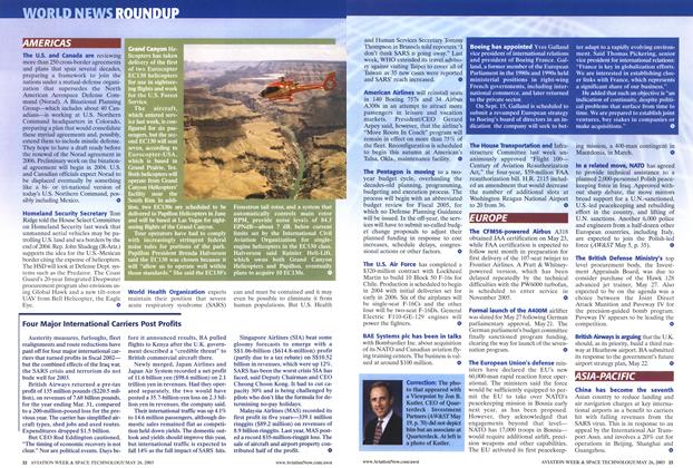 Four Major International Carriers Post Profits, Page: 22 - MAY 26, 2003 | Aviation Week