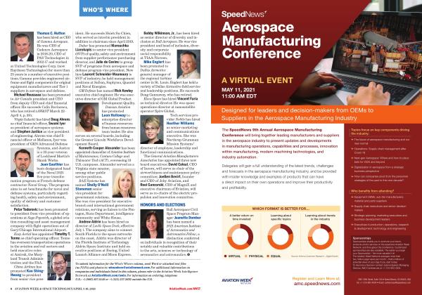 WHO'S WHERE, Page: 6 - APRIL 5-18, 2021 | Aviation Week